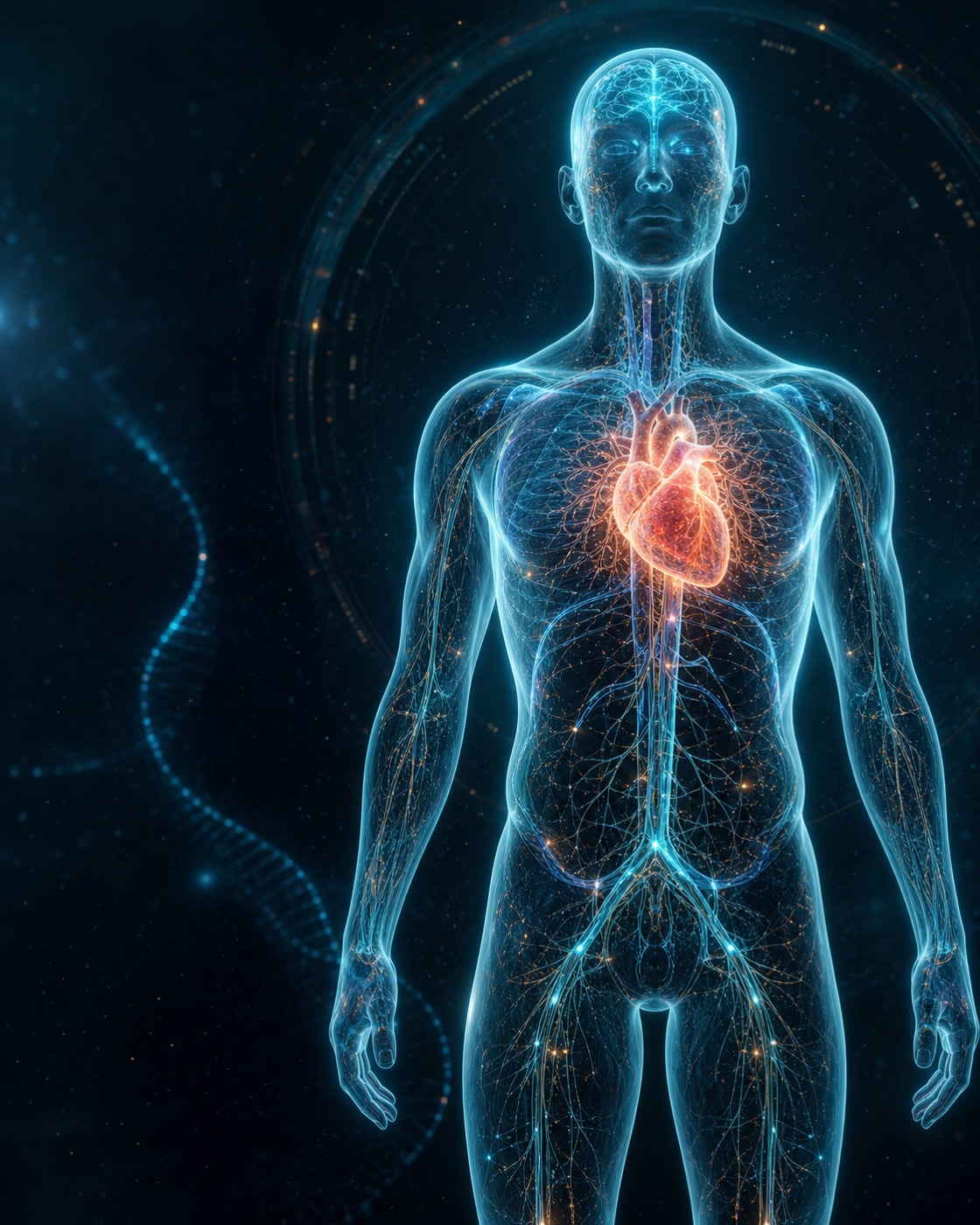 Futuristic illuminated human anatomy scan